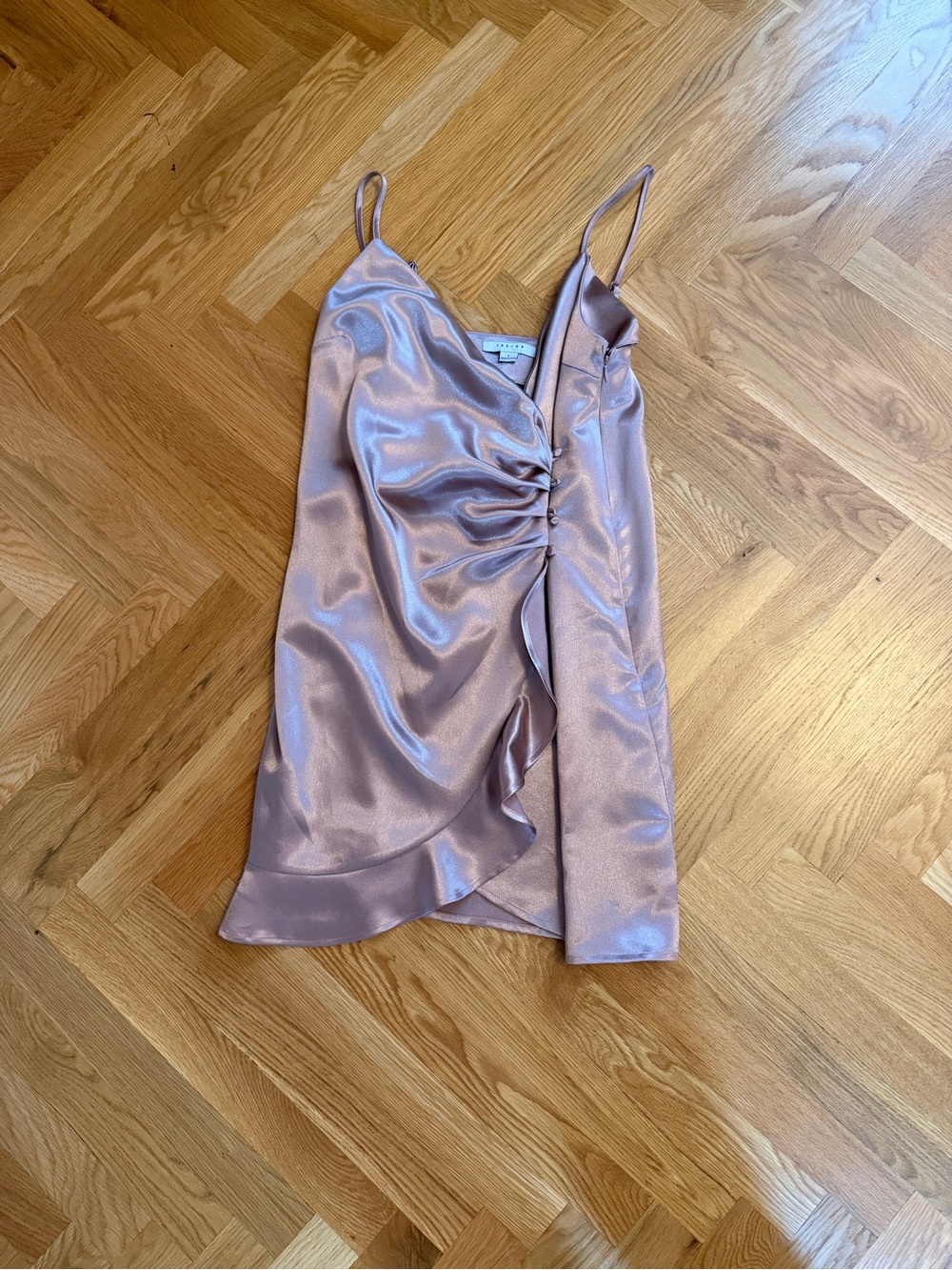 FAVLUX Satin Ruched Slip Dress - Mauve Pink